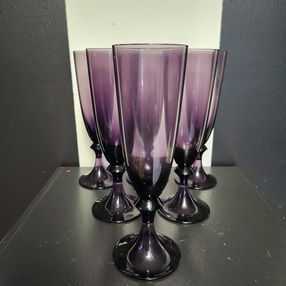 Vintage Other - Gothic Purple amethyst wine glass set of 6